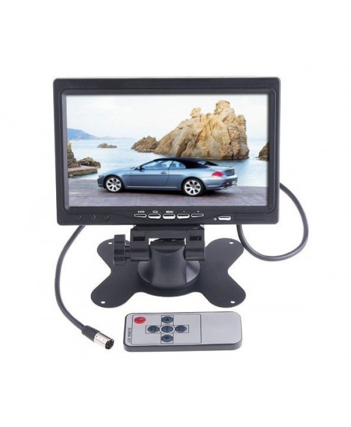 pioneerwork 7" TFT LCD Color 2 Video Input Car RearView Headrest Monitor DVD VCR Monitor With Remote and Stand & Support Rotating The Screen