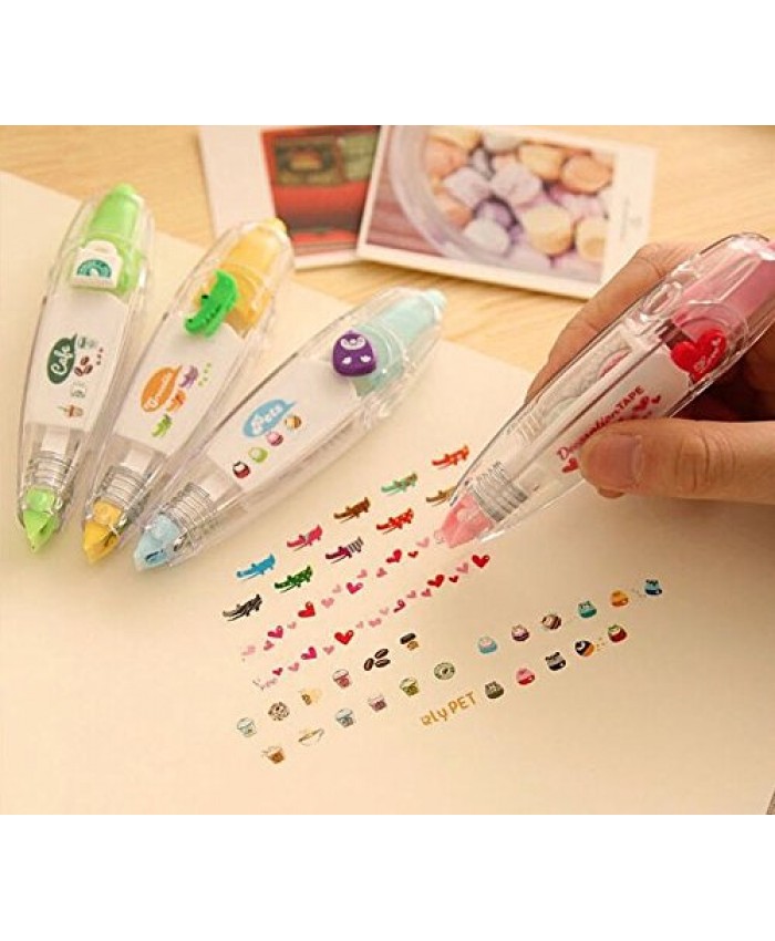 pioneerwork 2pcs Korea Stationery Cute Novelty Decorative Correction Tape Correction Fluid School & Office Supply