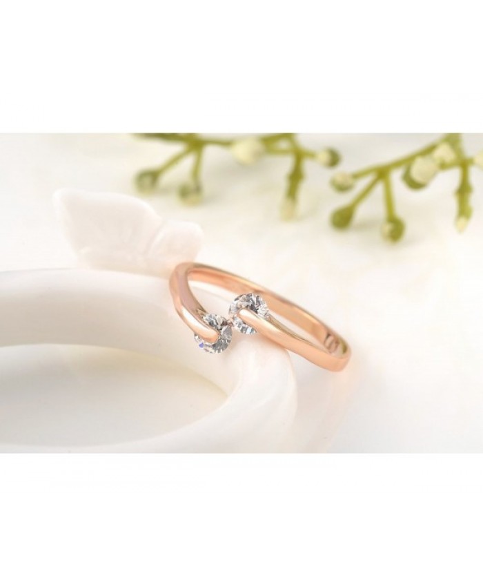 pioneerwork HOT Women 18K Rose gold GP Swarovski Crystal Engagement Wedding Band Ring