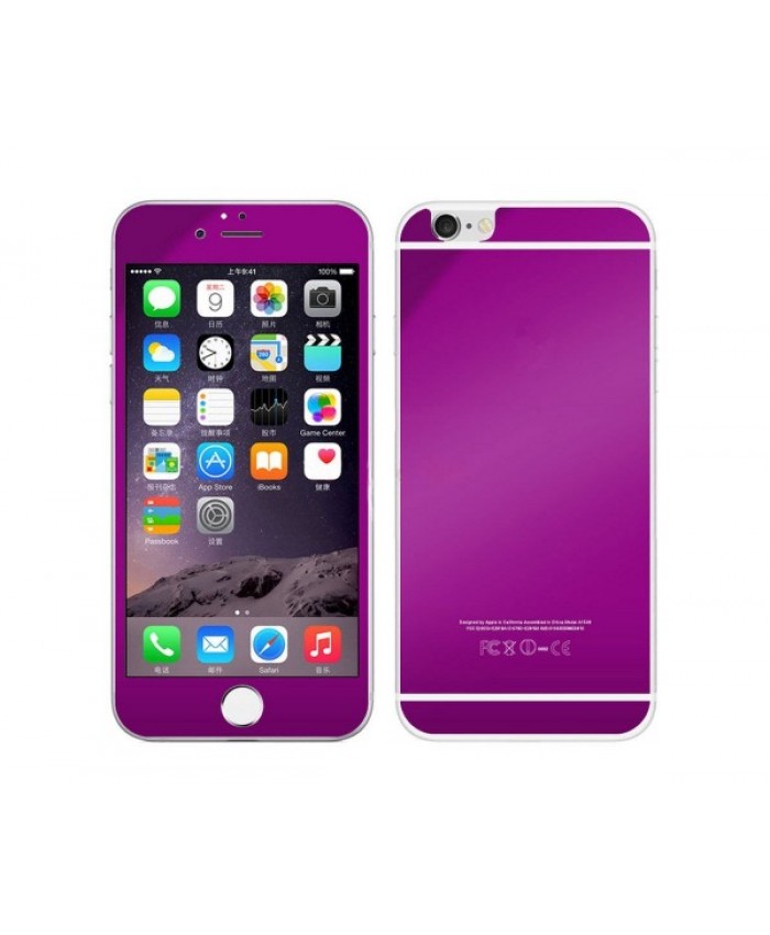 pioneerwork iPhone 6 Plus Screen Protector,Enrgo(TM) Electroplating Mirror Effect Front Screen & Back Tempered Glass Screen Protector Film Whole Body Protection Anti Scratches for iPhone 6 5.5 inch (Purple)