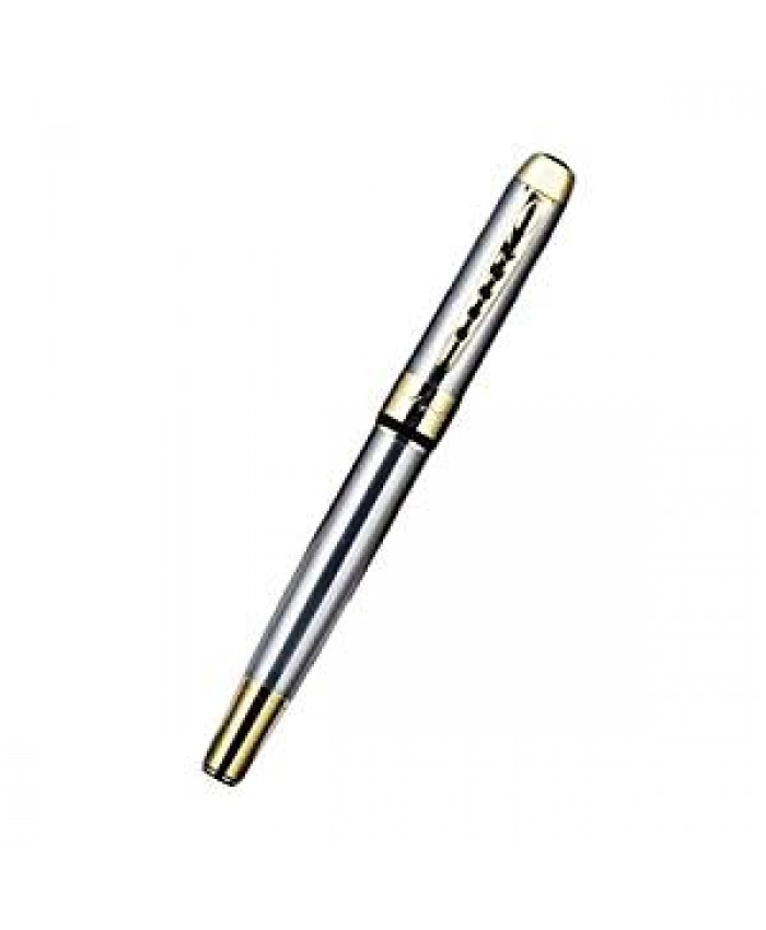 pioneerwork 250 Stainless Steel Gold Trim Fountain Pen - Medium